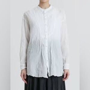 Linen Lightweight White Button-Up Peasant Blouse